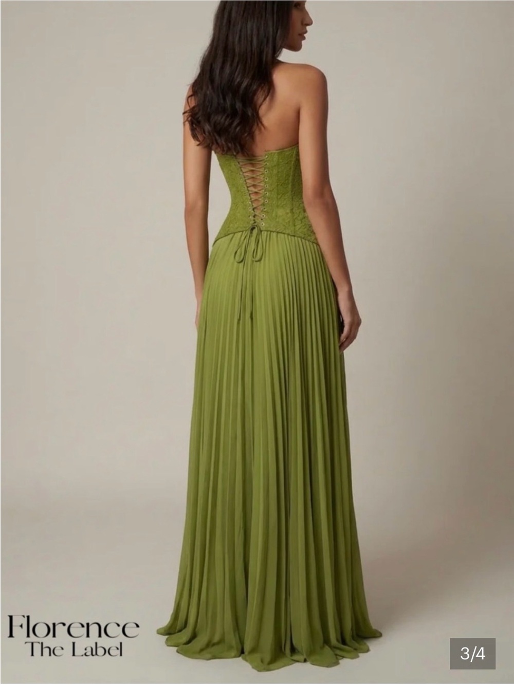 Olive Green Halter Corset Maxi Dress - Picture 2 of 6